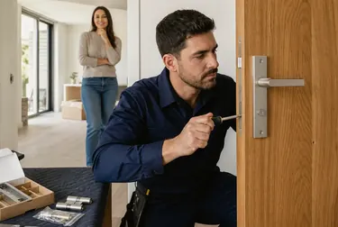 Chaveiro instalando uma fechadura nova em Piraquara.